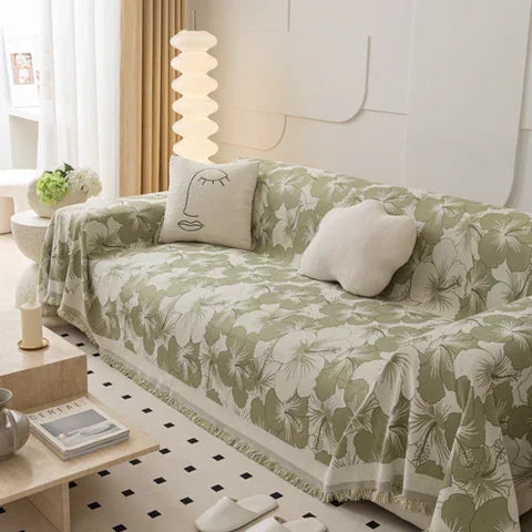 Chenille Blossoming Flowers Sofa Cover