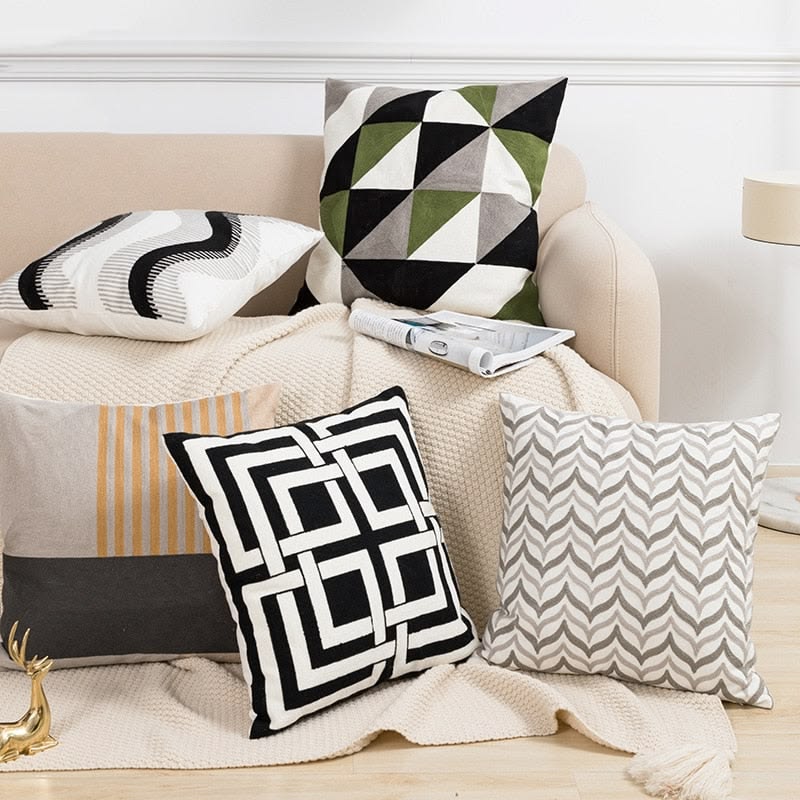 Abstract Striped Cushion Cover